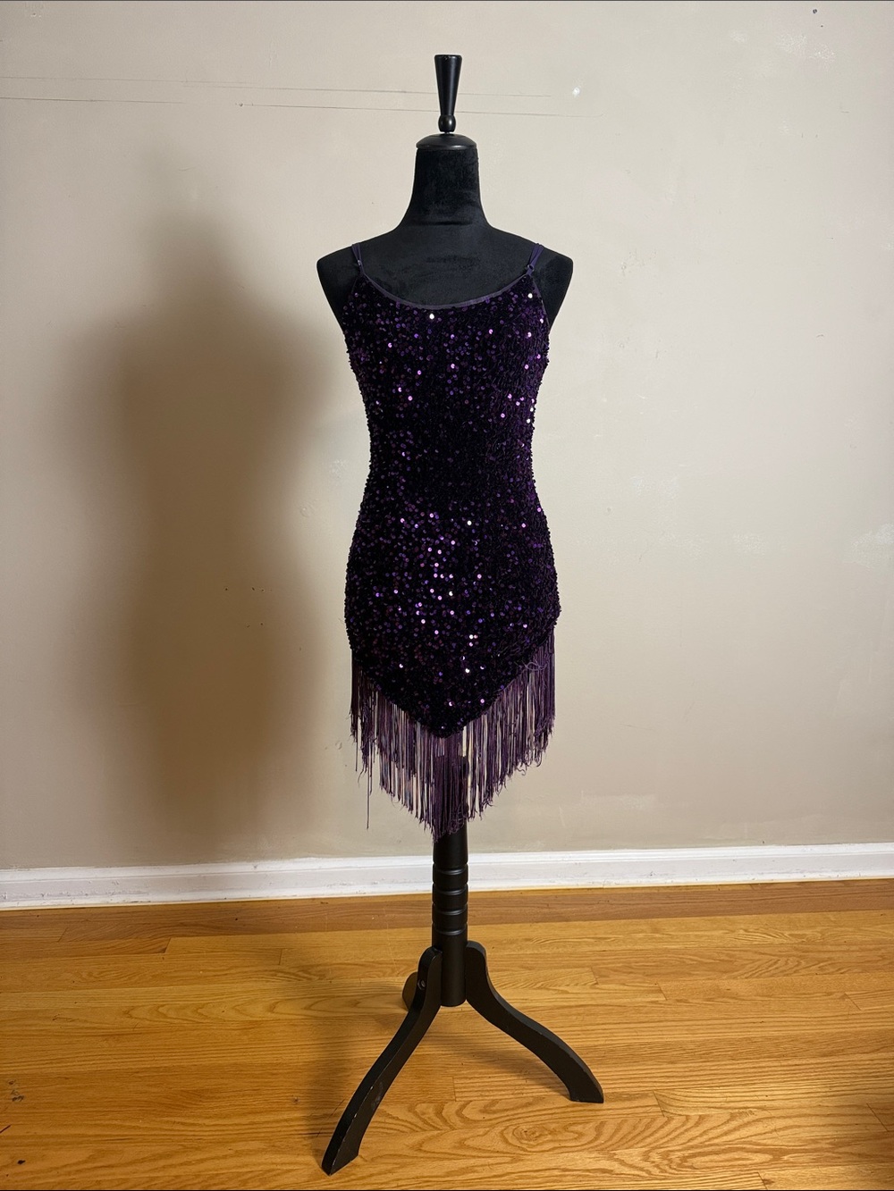Purple Sequin Fringe Flapper Dress Size Small 1920s Gatsby Party Costume